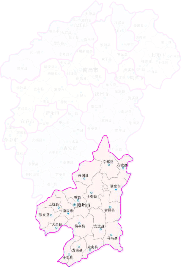 江西省市县网群地图赣州市